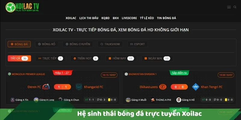 Liên hệ 4 Hệ sinh thái bóng đá trực tuyến Xoilac